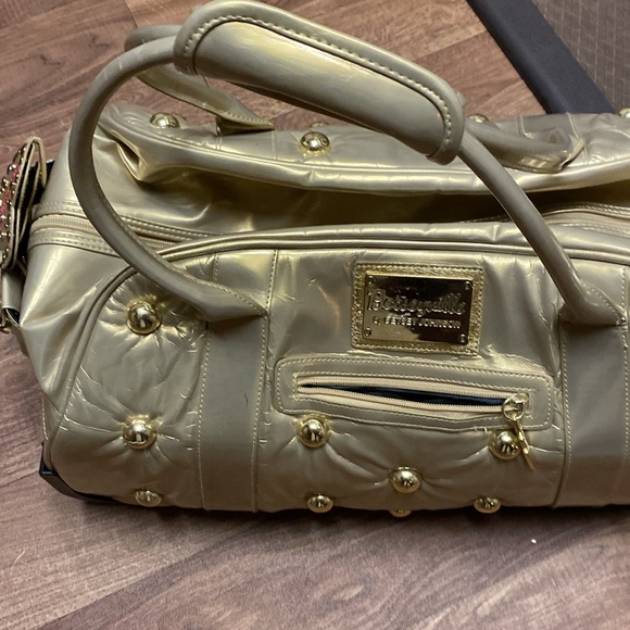 unique luggage Betsy Johnson, Gold, tone and gold studs with shoulder strap. - Picture 9 of 16
